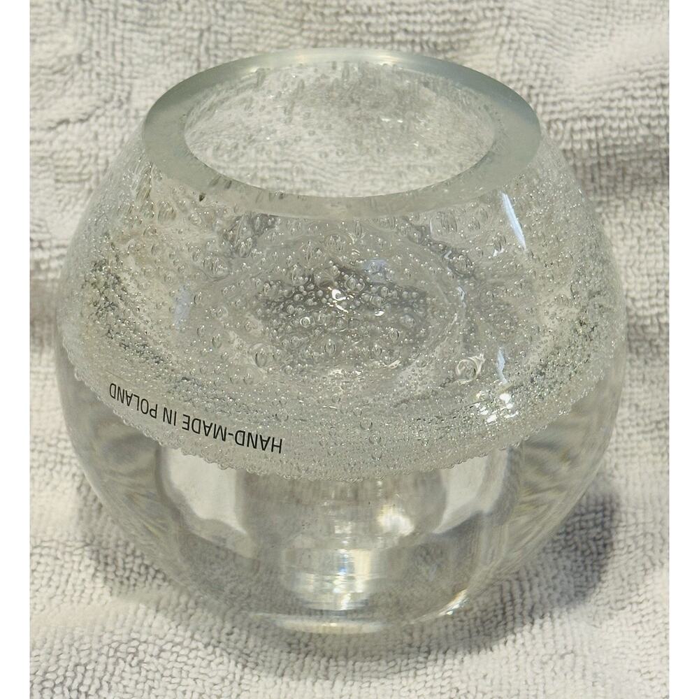 Hand Made In Poland Clear Art Glass Bubble Sphere Oil Lamp 4" Diameter gift idea